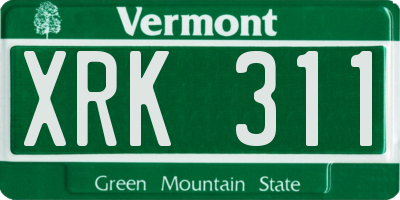 VT license plate XRK311