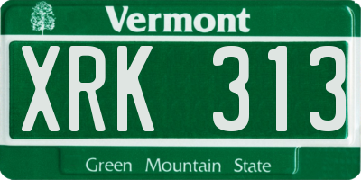VT license plate XRK313
