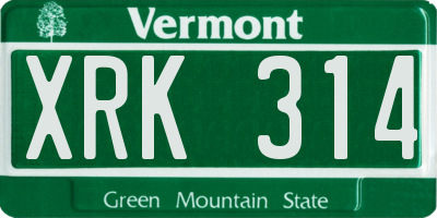VT license plate XRK314