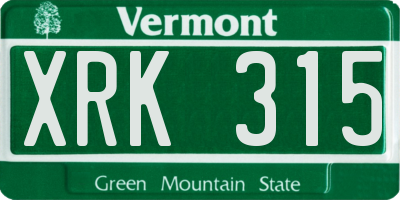 VT license plate XRK315