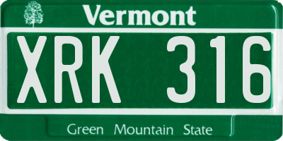 VT license plate XRK316
