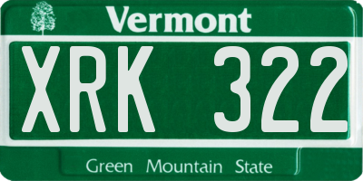 VT license plate XRK322