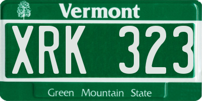 VT license plate XRK323
