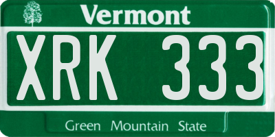 VT license plate XRK333