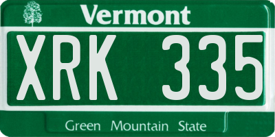 VT license plate XRK335