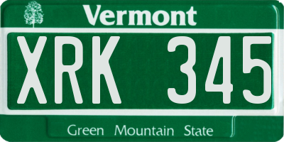 VT license plate XRK345