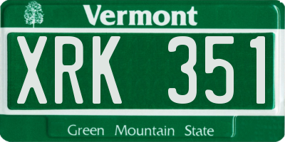 VT license plate XRK351