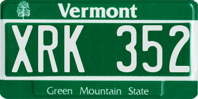 VT license plate XRK352