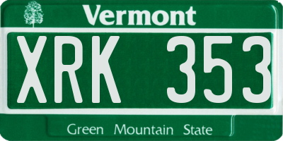 VT license plate XRK353