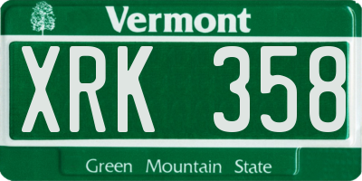 VT license plate XRK358
