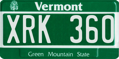 VT license plate XRK360