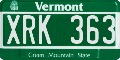 VT license plate XRK363