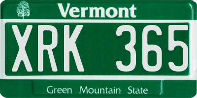 VT license plate XRK365