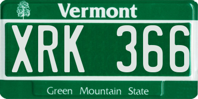 VT license plate XRK366