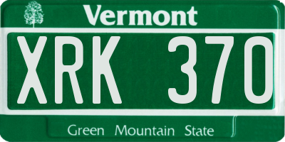 VT license plate XRK370