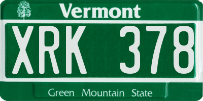 VT license plate XRK378