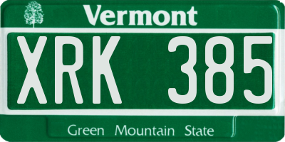 VT license plate XRK385