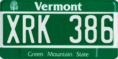VT license plate XRK386