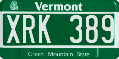VT license plate XRK389