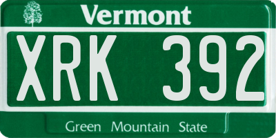 VT license plate XRK392
