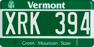 VT license plate XRK394