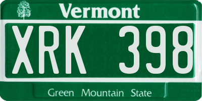 VT license plate XRK398