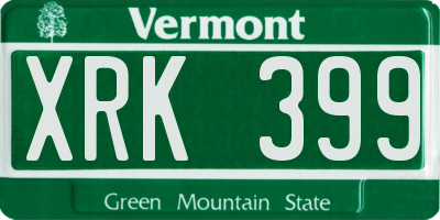 VT license plate XRK399
