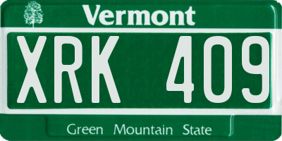 VT license plate XRK409