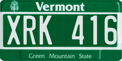 VT license plate XRK416
