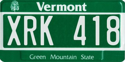 VT license plate XRK418