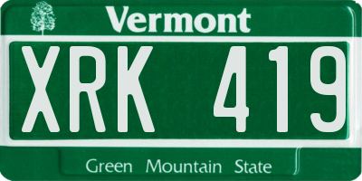 VT license plate XRK419