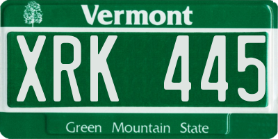 VT license plate XRK445