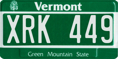 VT license plate XRK449