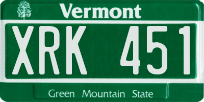 VT license plate XRK451