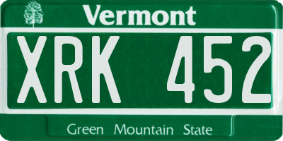 VT license plate XRK452