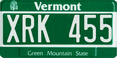 VT license plate XRK455