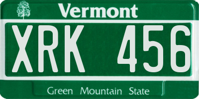 VT license plate XRK456