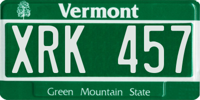 VT license plate XRK457
