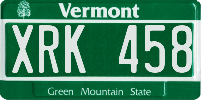 VT license plate XRK458