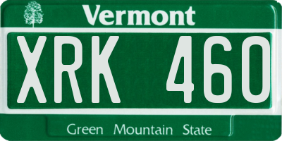 VT license plate XRK460