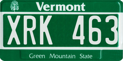 VT license plate XRK463