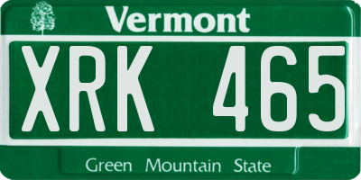 VT license plate XRK465