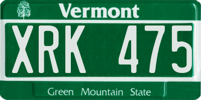 VT license plate XRK475