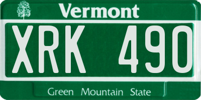 VT license plate XRK490