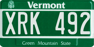 VT license plate XRK492