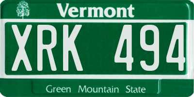 VT license plate XRK494