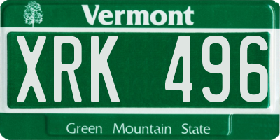 VT license plate XRK496