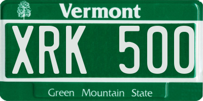 VT license plate XRK500