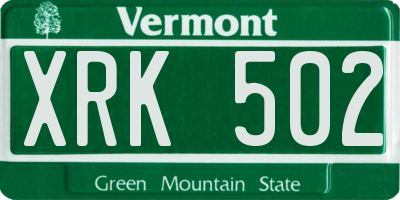 VT license plate XRK502