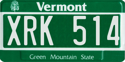 VT license plate XRK514